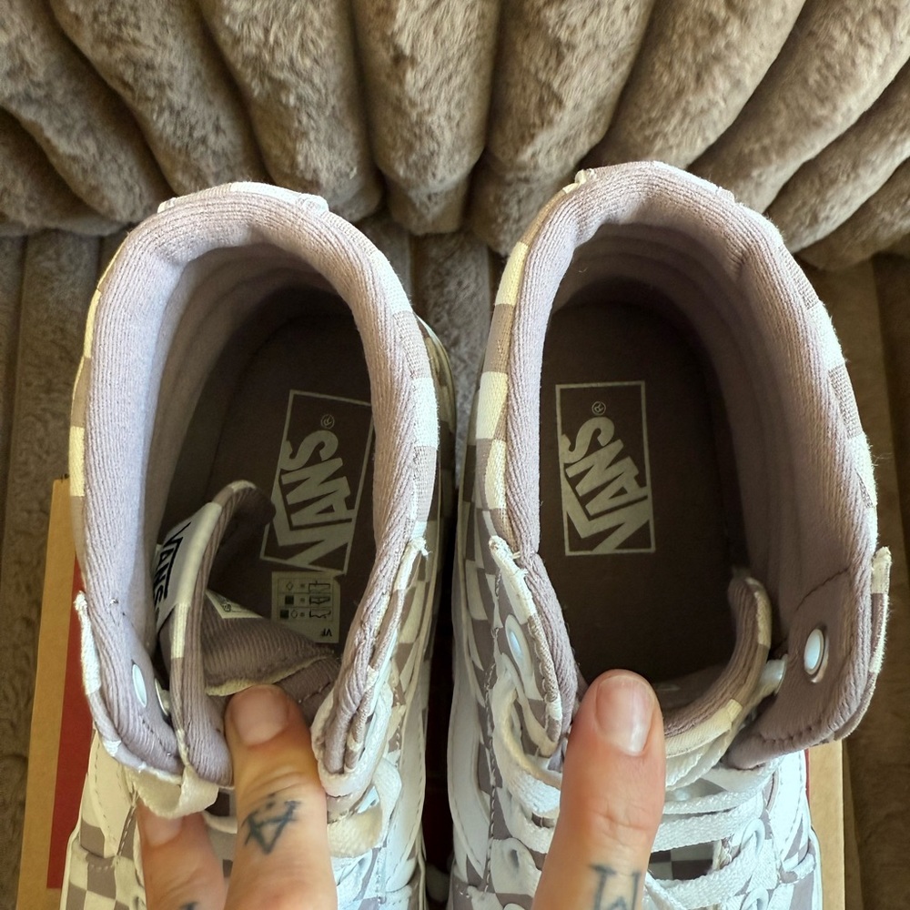 Vans White and Gray Checkered High-Tops - Picture 6 of 7